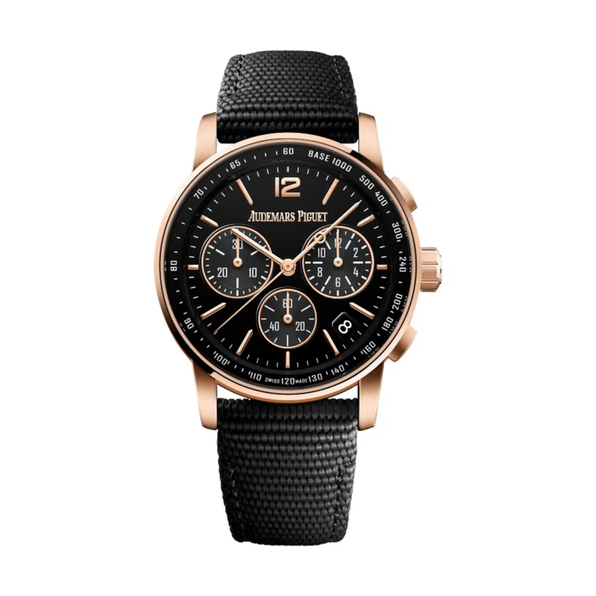 Audemars Piguet 26393OR.OO.A002KB.01 Code 11.59 Flyback Chronograph Lacquered Black 41mm Dial Black Rubber-Coated Strap Watch