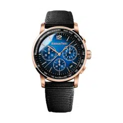 Audemars Piguet 26393OR.OO.A002KB.03 Code 11.59 Flyback Chronograph Smoked Lacquered Blue 41mm Dial Black Rubber-Coated Strap Watch