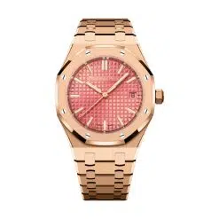 Audemars Piguet 77450OR.OO.1361OR.01 Royal Oak Pink with “Grande Tapisserie” Pattern 34mm Dial 18-Carat Pink Gold Bracelet Watch