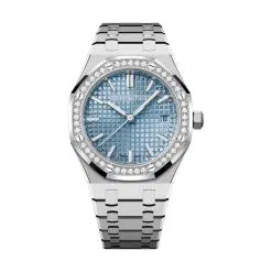 Audemars Piguet 77451ST.ZZ.1361ST.03 Royal Oak Light Blue with “Grande Tapisserie” Pattern 34mm Dial Stainless Steel Bracelet Watch