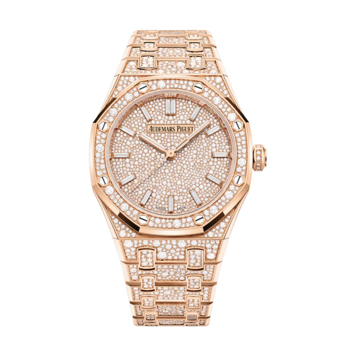 Audemars Piguet 77452OR.ZZ.1365OR.01 Royal Oak 18-Carat Pink Gold Set with Diamonds 34mm Dial 18-Carat Pink Gold Set with Diamonds Bracelet Watch
