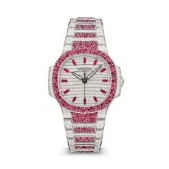 Patek Philippe 7118-1452G-001 Nautilus Diamond Dial White Gold Paved with Diamonds and Rubies Bracelet