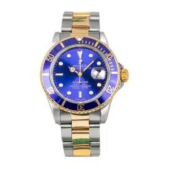 Rolex Submariner Date 16803 40mm Aftermarket Blue Dial and Insert Two-Tone Watch