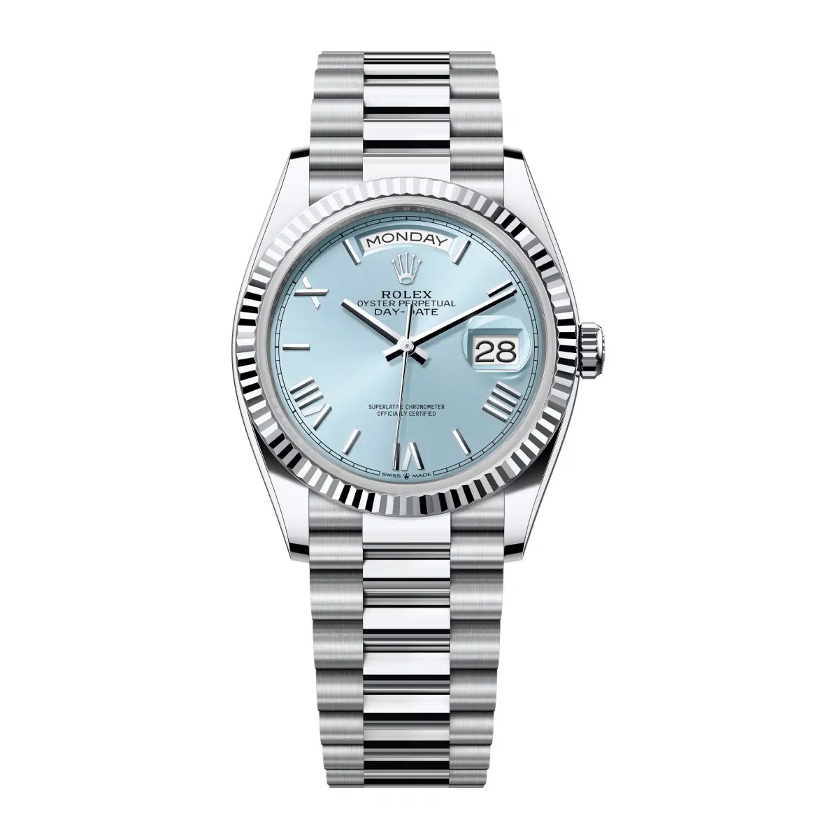 Rolex Day-Date 128236-0018 Ice Blue Roman Dial