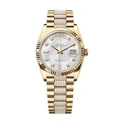 Rolex Day-Date 128238-0032 Mother Of Pearl Dial Diamond Bracelet