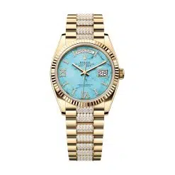 Rolex Day-Date 128238-0072 Turquoise Diamond Dial & Bracelet