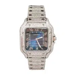 Cartier WSSA0030 Santos De Cartier Large Blue Dial Aftermarket Diamonds 39.8mm Watch