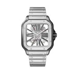 Cartier WHSA0027 Santos de Cartier Black Skeleton Dial Watch