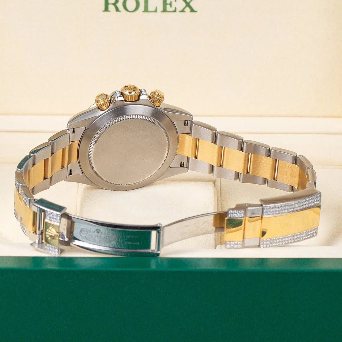 Rolex Daytona 116523 Grey Dial Aftermarket Iced Out Bracelet and Lugs - Image 6
