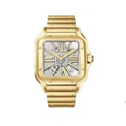 Cartier WHSA0042 Santos de Cartier Yellow Gold Skeleton Dial Watch