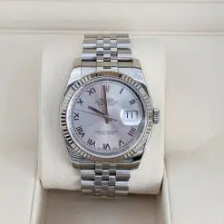 Alternative view of Rolex Datejust 116234 Steel & White Gold Jubilee 36mm Silver Roman Dial Watch