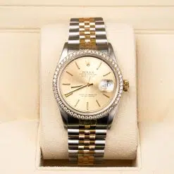 Alternative view of Rolex Datejust 16013 Aftermarket Diamond Bezel Champagne Dial 36mm