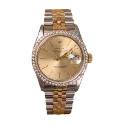 Rolex Datejust 16013 Aftermarket Diamond Bezel Champagne Dial 36mm