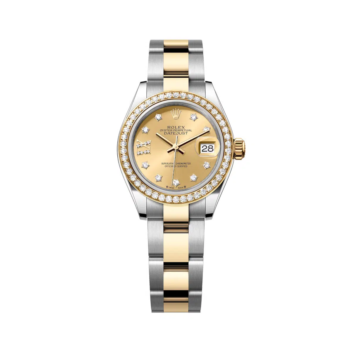 Rolex Lady-Datejust 279383RBR-0022 Champagne Diamond Dial Yellow Rolesor Oyster Bracelet