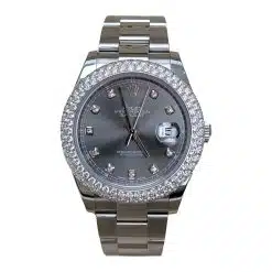 Rolex 126300 Rhodium Diamond 41mm Dial Aftermarket Diamond Bezel