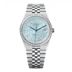 Rolex Land-Dweller 127386TBR-0001 Blue Honeycomb Dial Diamond Platinum Jubilee Bracelet