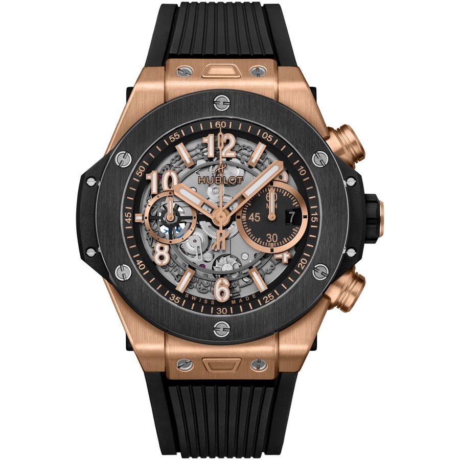 Hublot Big Bang Unico 44mm Rose Gold Black Skeleton Chronograph HUB1280 421.OM.1180.RX
