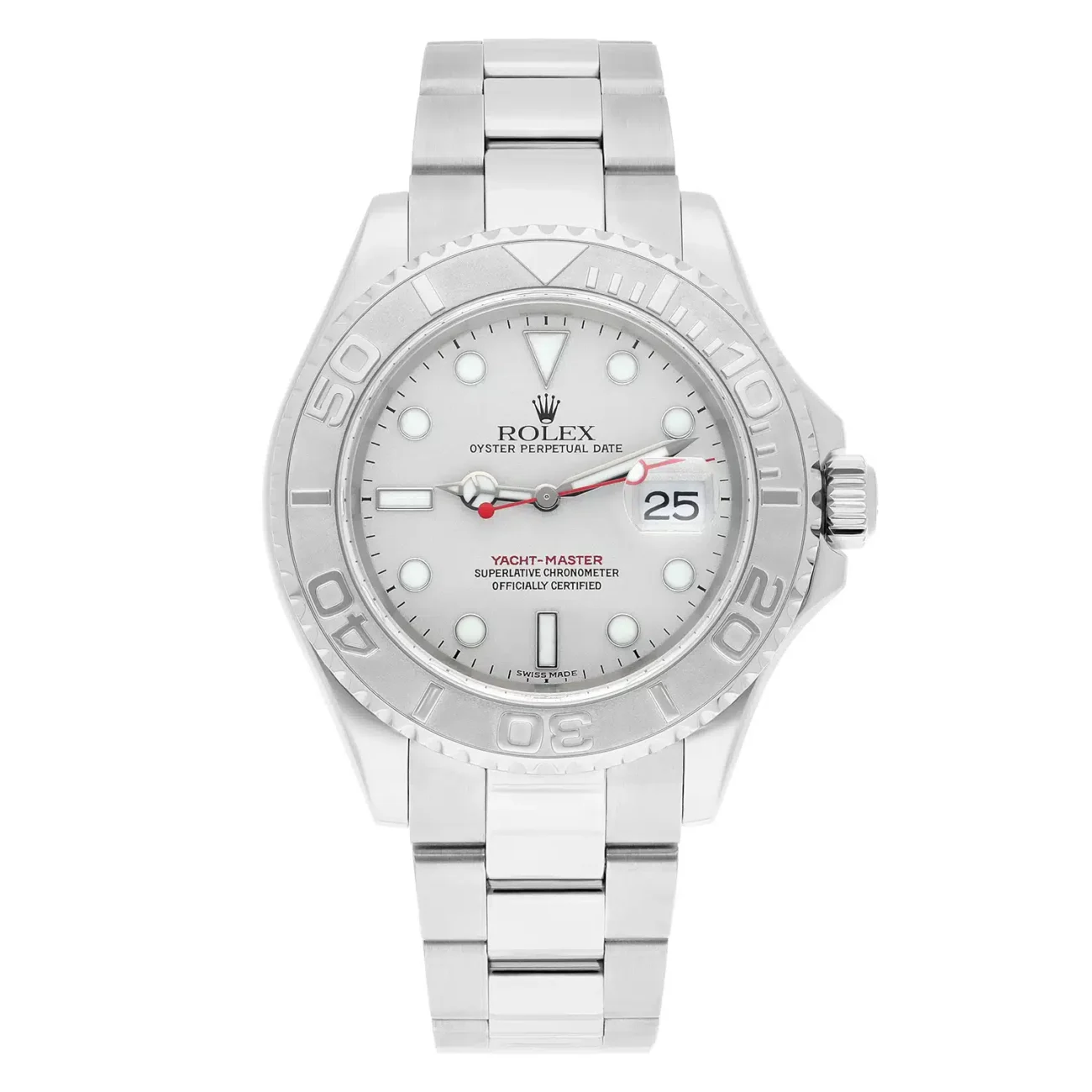 Rolex Yacht-Master 40mm Platinum Dial Stainless Steel Watch