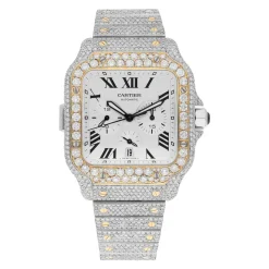 Cartier Santos Chronograph W2SA0008 44MM Two-Tone Diamond Watch