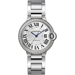 Cartier Ballon Bleu W4BB0024 36MM Diamond Bezel Silver Dial