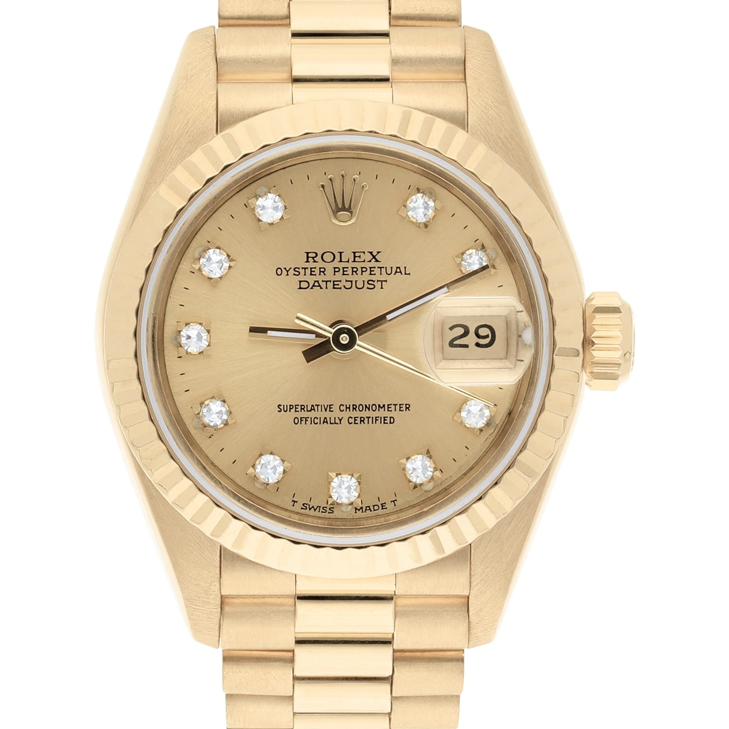 Rolex Lady-Datejust 69178 26MM Yellow Gold Champagne Dial