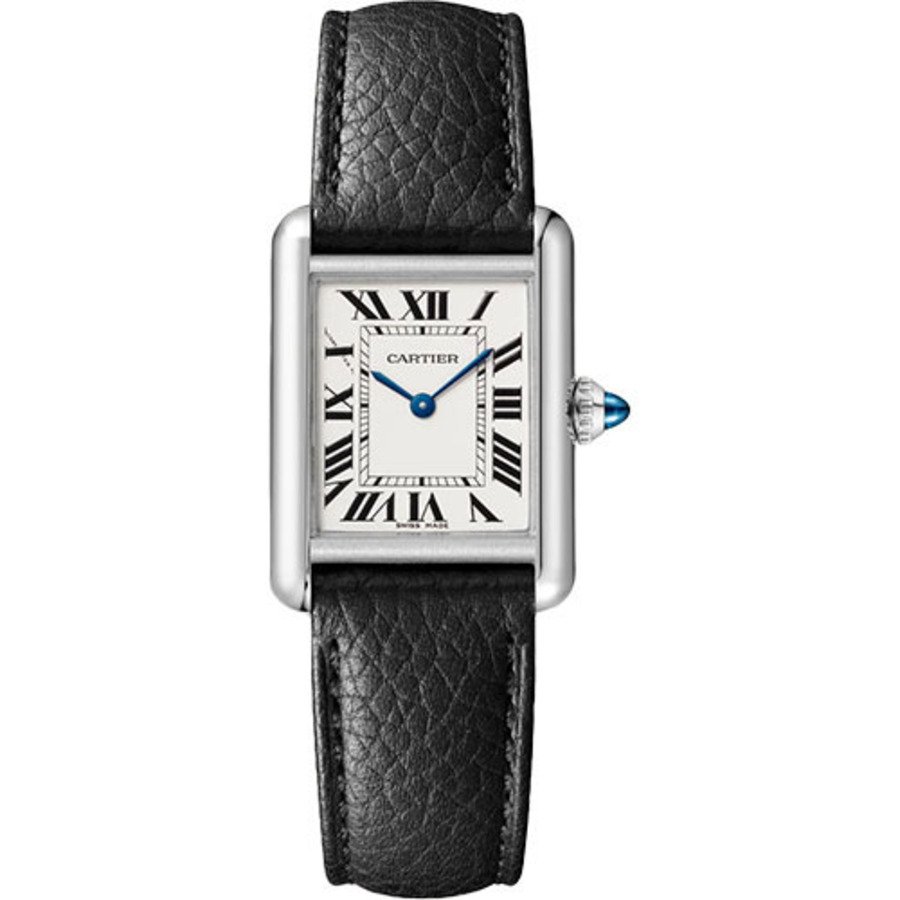 Cartier Tank Must WSTA0042 29MM Silver Dial Black Leather Watch