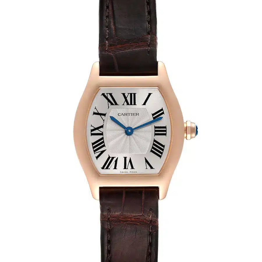 Cartier Tortue W1556360 24MM Rose Gold Silver Dial Ladies Watch