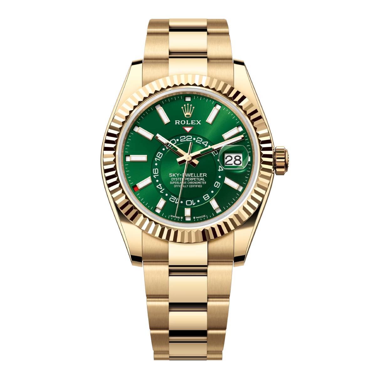 Rolex Sky-Dweller 336938-0007 Green Dial Yellow Gold Oyster Bracelet